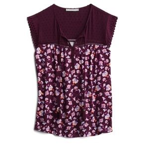 Daniel Rainn Lousee Lace detail cap sleeve knit top